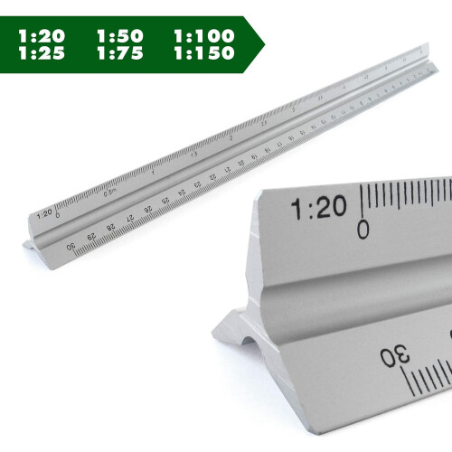 Professional Architectural Scale Ruler, Color Coded Scales Facilitate Quick Scale Selection, 30Cm Long Heavy Plastic Triangle Ruler Ideal For 1