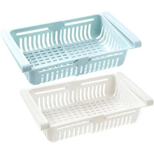 Kühlschrankschubladen-Organizer mit ausziehbarem Design, verstellbarer Küchenorganizer für schnellen Wasserablauf und atmungsaktive Aufbewahrung,