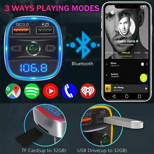 Βελτιώστε το ταξίδι σας, Πομπός Bluetooth FM για απαράμιλλο ήχο, Διπλές θύρες USB για 2