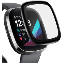 Displayschutzfolie aus gehärtetem Glas, wasserdichte HD-Folie für Fitbit Sense Versa3, 4er-Pack