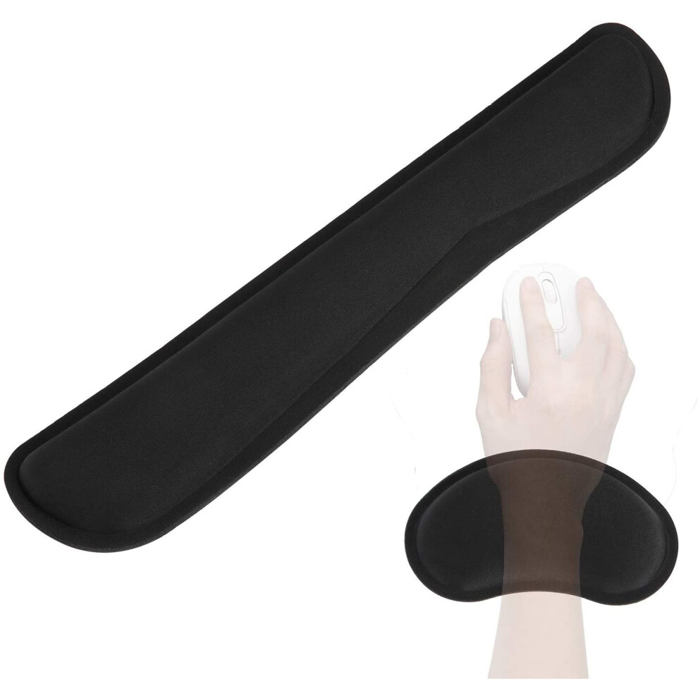 Superior Construction Wrist Rest Pad, High Quality Memory Foam For Computer Keyboard And Mouse, Non-Slip Base For Stability, Ideal For Gamers And 9128293963169