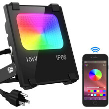 Projecteurs intelligents RGBW pour jardins et terrasses, éclairage paysager extérieur 15 W avec connexion Bluetooth et contrôle par application,