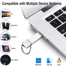 64GB zilverkleurige dual-USB-opslag, snelle, draagbare, kristalheldere, waterdichte flashdrive voor computer, laptop, tv en luidspreker, 10