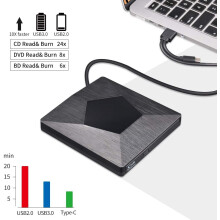 Külső CD/DVD meghajtó laptophoz, USB3.0 és C típusú CD/DVD +/- RW író optikai CD-ROM meghajtó frissítés, hordozható és ultravékony
