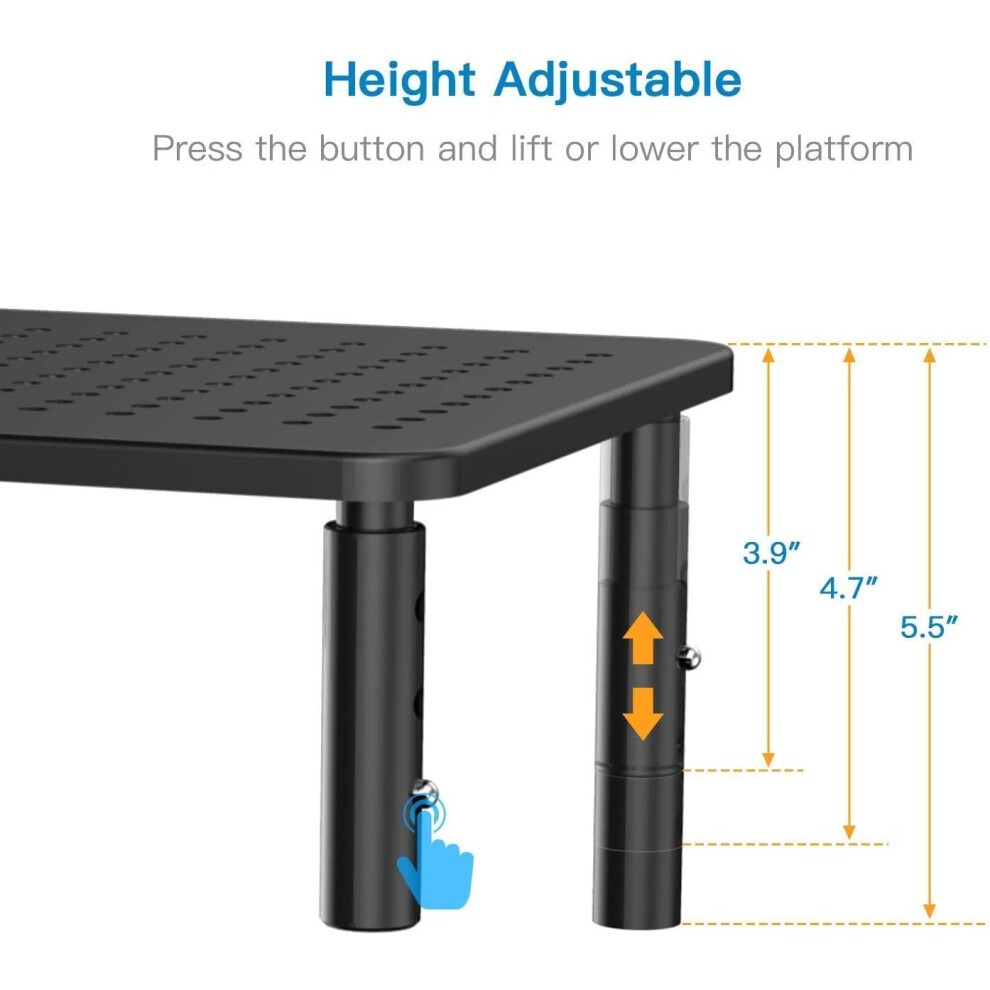 Desktop Stand For Monitor, Monitor Stand Riser With Adjustable Height, Ergonomic Viewing, Ventilated Platform For Heat Dissipation, Supports Up To 44 9169997073204