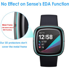 Cosantóir Scáileáin Lánchlúdaigh 3T, Cosaint Grád Míleata do Fitbit Sense/Versa3, Gloine Tempered, Suiteáil Saor ó Bholgáin, Teagmháil