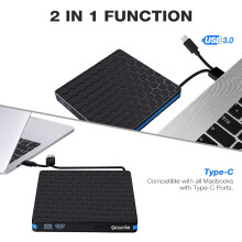 Nagy sebességű, USB 3.0 külső DVD-meghajtó megbízható teljesítménnyel és plug and play funkcióval laptopokhoz és asztali