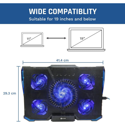 Suporte ajustável para laptop com cooler, ventilador de resfriamento rápido para laptops de 11 a 17,3 polegadas, ventilador multifuncional para 1