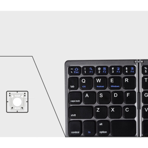 Fashionable Gift Idea for Phone Users, Sync Up to 3 Devices, Foldable Bluetooth Keyboard with Double Hinge Design, Quiet Typing Experience, Slim and 2