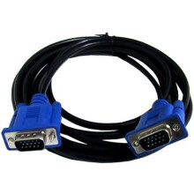 Cabo VGA de 1,5 m (5 pés) em PVC com conector de rosca azul para conectar computador a monitor ou projetor, compatível com resoluções 1080p e