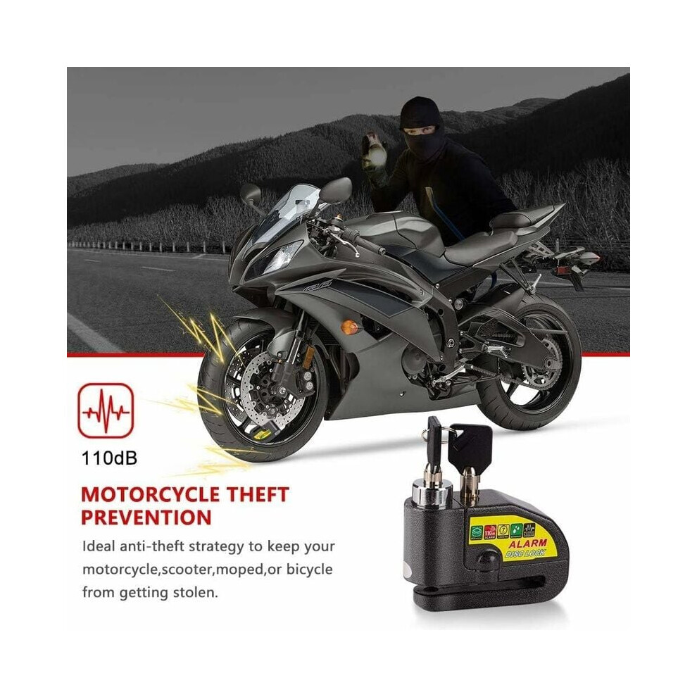 High-Security Motorcycle Disc Lock, Waterproof Anti-Theft System With 110Db Alarm, Vibration Alarm Sensor Ensures Peace Of Mind For Outdoor Parking 9169997034694