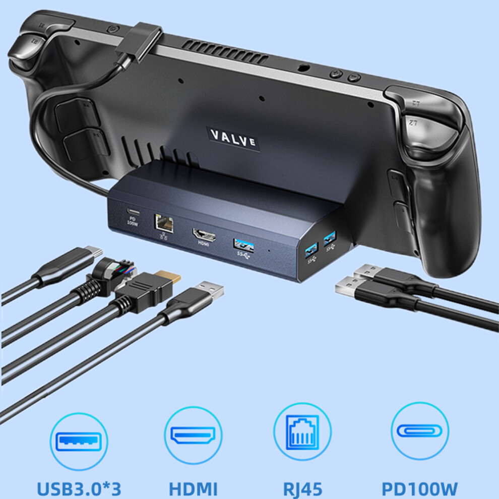 Gaming Hub For Steam Deck, Docking Station With 4K@60Hz Hdmi, Displayport, Gigabit Ethernet, Usb-A 3.0, And 100W Charge, Enhancing Your Gaming 9169997034533