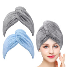 Haarturban aus weicher Mikrofaser, super saugfähig und tragbar, schützt das Haar und ist einfach zu verwenden für Frauen (2 Stück)