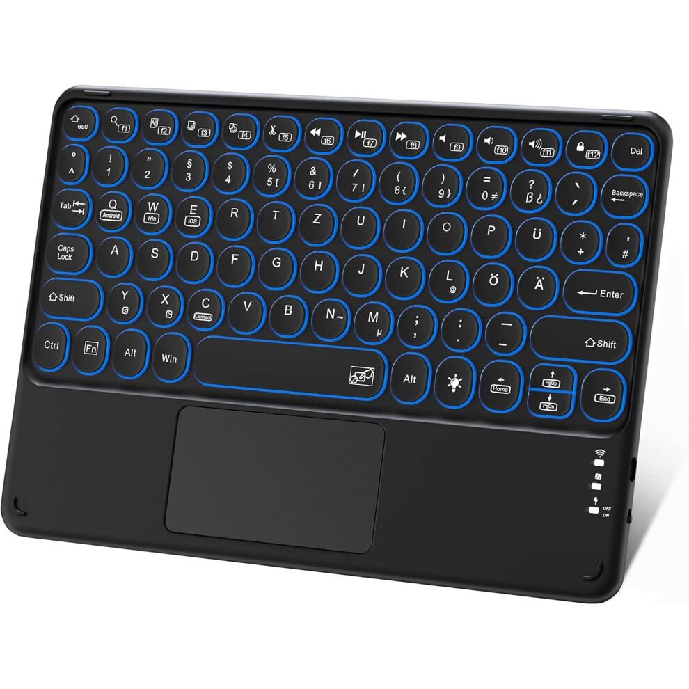 Backlit Bluetooth Keyboard, Wide Compatibility Portable Wireless Touchpad Keyboard With 7 Colors Backlight For Ipad, Surface, Samsung, Huawei, And 9448196571255