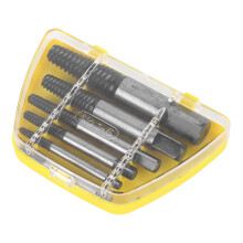 6 Pcs Steel Damaged Screw Extractor Set with Yellow Storage Box for Automotive Repairs