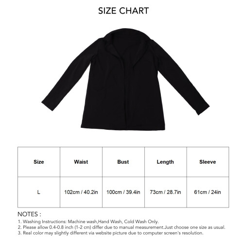 Damen schwarze offene Front-Businessjacke, Größe L, Polyester 1