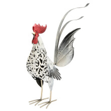 Statue de coq à queue détachable en métal, alimentée à l'énergie solaire, décoration extérieure résistante aux intempéries, ornement de