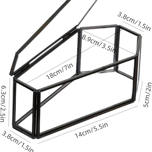 Retro-Sarg-Schmuckkästchen aus schwarzem Glas. Elegante 2