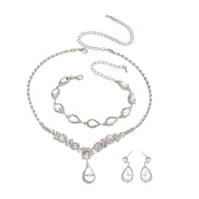 Elegantes Strass-Schmuckset, Kristall-Halskette, Ohrringe,