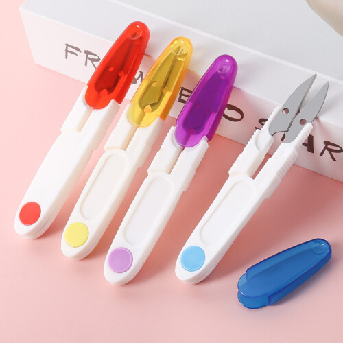 Solution de couture, ciseaux multifonctions en forme de U avec poignée en plastique et capuchon de sécurité, ciseaux à fil à fixation rapide, 1