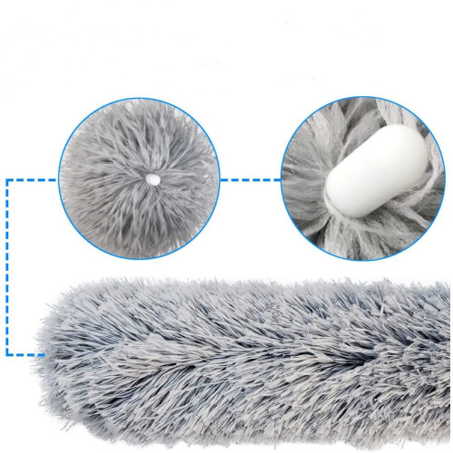 Bendable Microfiber Head Duster for High Ceilings, Extendable Duster with Flexible Design and Telescopic Rod, Washable Reusable Duster with 2
