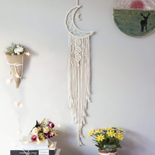 Χειροποίητη Ονειροπαγίδα Boho Macrame, Σχέδιο Ιθαγενών Αμερικανών για Διακόσμηση 2