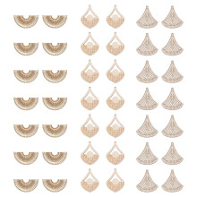 60Stk Holz Anhänger Fächerform Beige DIY Schmuck Charms Für Ohrringe