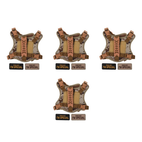 4Pcs Escape Proof Harness and Leash Adjustable Khaki Vest 2