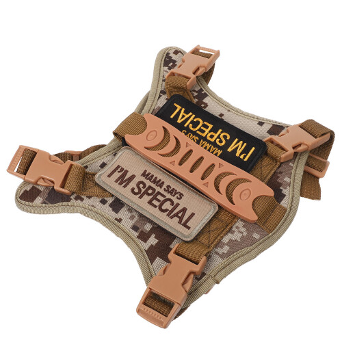 4Pcs Escape Proof Harness and Leash Adjustable Khaki Vest 1