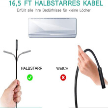Inspectiecamera met verlichting, draadloze HD-endoscoop met instelbare LED-helderheid, semi-rigide flexibele kabel voor donkere en vochtige