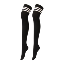 Beenwarmers voor dames, elastische overknee sokken van katoen-spandex, dijhoge sokken, gestreepte lange kniekousen met