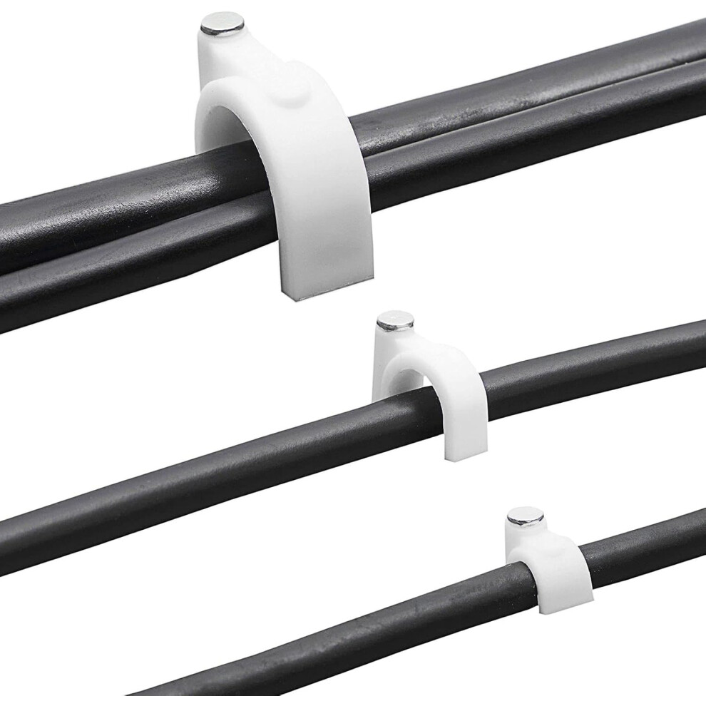 Cable Management Solutions, Single Coaxial Cable Clamp For Wall Mount, Assorted Sizes (4Mm, 6Mm, 8Mm, 10Mm, 14Mm), High-Quality Plastic, 500-Pack 9169997074430
