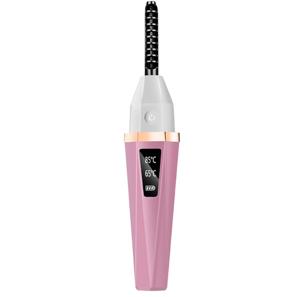 Natural Makeup Heated Eyelash Curler, Portable Rechargeable Eyelash Curler with Safe Auto-Off and Curved Comb Design for Long Lasting Curl,