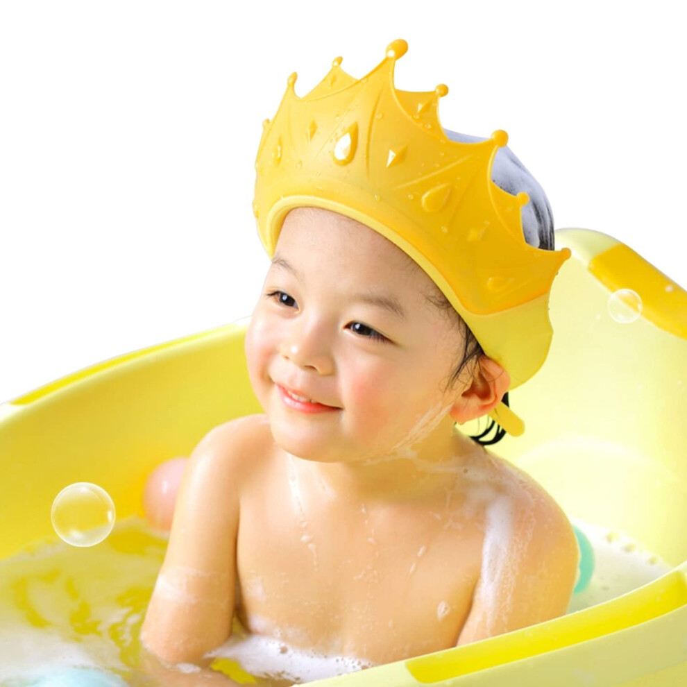 Royal Bathing Companion, Baby Shower Cap for Kids, Waterproof Eye and Ear Protection, Adjustable Size, Soft PP and TPE Silicone, Cute Crown Bath
