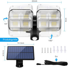 Luminária solar externa com sensor de movimento, 120 LEDs de alta luminosidade para segurança, painel solar de silício monocristalino com 20% de