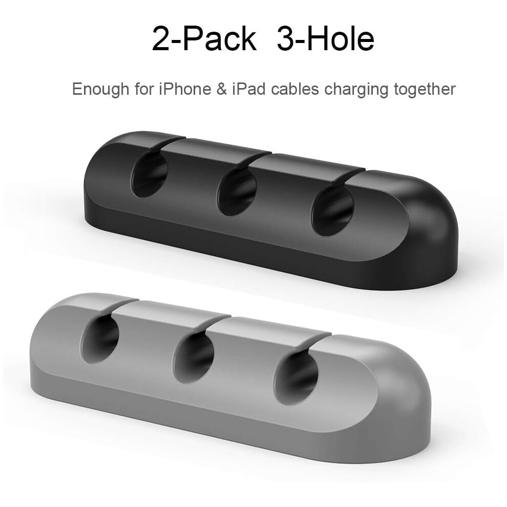 Cable Organizer Clips, Advanced Cord Management Organizer With Smooth Surface Adhesion, For Desktop Organization And Cable Clean Up (2 Pack, Black 9169997074423