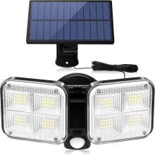 Lampe solaire extérieure à détecteur de mouvement, 120 LED, panneaux orientables, batterie 2400 mAh, éclairage de sécurité ou de jardin,
