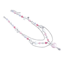 Stijlvolle meerlaagse ketting Zoete stijl hangerketting-Roze