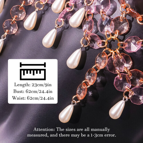 Chaîne de poitrine en perles acryliques, accessoire élégant, 1