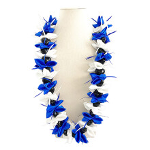 Collier élégant avec ruban de fleurs pour remise-Blanc et bleu