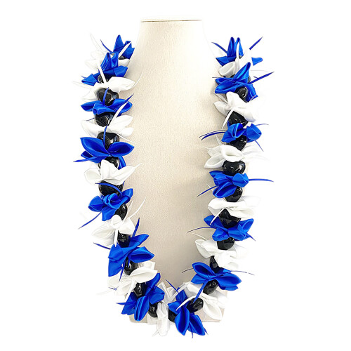 Collier élégant avec ruban de fleurs pour remise-Blanc et bleu