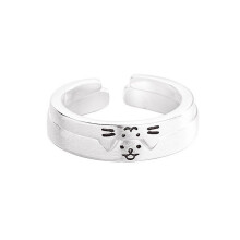 Fashionable Finger Rings Dainty Dog and Cat Couple Rings-Silver