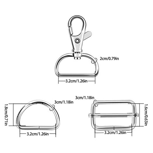 Bundle of 60 Metal Snap Hooks D Buckle Set Adjustable Slide 2