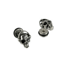 Boucle d'oreille gothique en acier inoxydable,-Crâne avec casque
