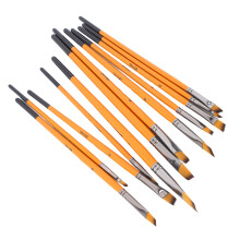 12Pcs Acrylic Paint Brushes Set, Nylon Nylon Bristle, Orange Handle