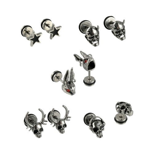 Goth Stainless Steel Skull Ear Ornaments Ear Stud-rabbit 1