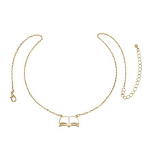 Hollow Book Pendant Necklace Clavicle Chain Choker for-Gold