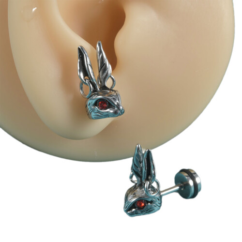 Goth Stainless Steel Skull Ear Ornaments Ear Stud-rabbit 2