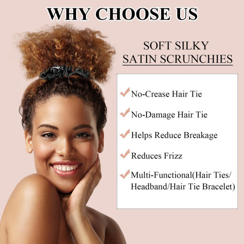 Luxurious Satins Hair Scrunchies 3 Pack Adjustable Size Silk 2