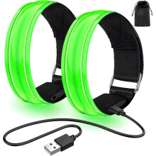 Brassard LED pour joggeurs, étanche et rechargeable, ceinture réfléchissante ajustable, haute visibilité, charge rapide, idéal pour la course à